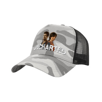 Uncharted, Adult Structured Trucker Hat, with Mesh, (Camouflage) Army Camo (100% COTTON, ADULT, UNISEX, ONE SIZE)