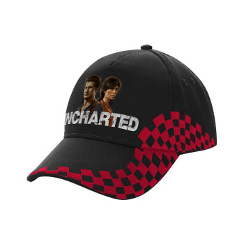 Uncharted, Adult Cap RACING Ultimate Black/Red, (100% COTTON DRILL, ADULT, UNISEX, ONE SIZE)