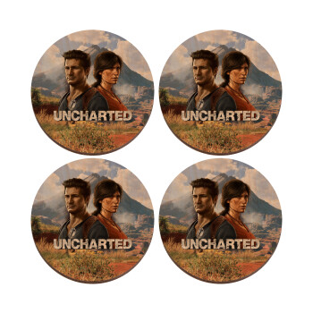 Uncharted, ΣΕΤ x4 Σουβέρ ξύλινα στρογγυλά plywood (9cm)