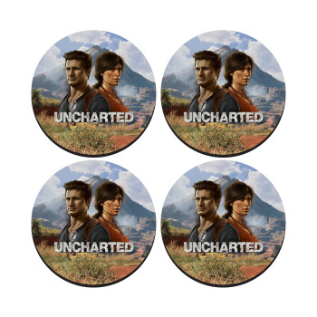 Uncharted, SET of 4 round wooden coasters (9cm)