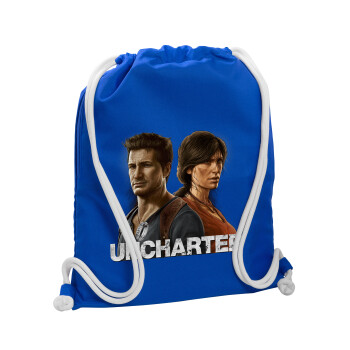 Uncharted, Τσάντα πλάτης πουγκί GYMBAG Μπλε, με τσέπη (40x48cm) & χονδρά κορδόνια
