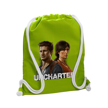 Uncharted, Τσάντα πλάτης πουγκί GYMBAG LIME GREEN, με τσέπη (40x48cm) & χονδρά κορδόνια