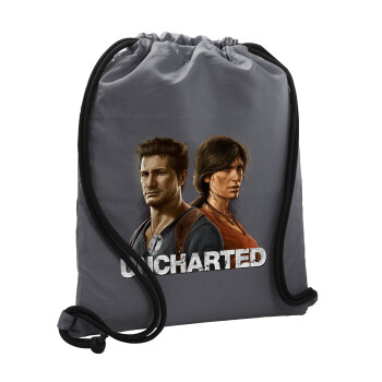 Uncharted, Backpack pouch GYMBAG GREY, with pocket (40x48cm) & thick cords