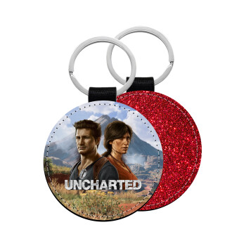 Uncharted, Μπρελόκ Δερματίνη, στρογγυλό ΚΟΚΚΙΝΟ (5cm)