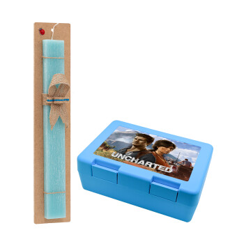 Uncharted, Easter Set, children's snack container BLUE & Easter aromatic flat candle (30cm) (TURQUOISE)