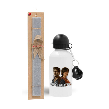 Uncharted, Easter Set, metallic aluminum water bottle (500ml) & aromatic flat Easter candle (30cm) (GRAY)