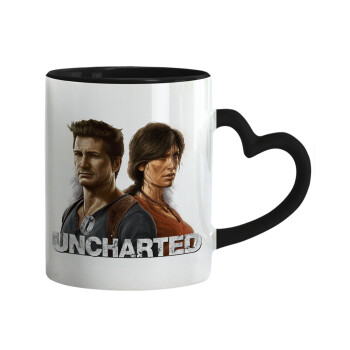 Uncharted, Mug heart black handle, ceramic, 330ml