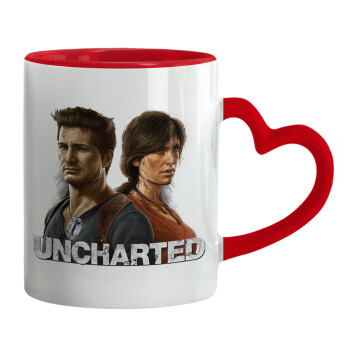 Uncharted, Mug heart red handle, ceramic, 330ml