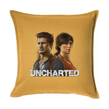 Uncharted, Μαξιλάρι καναπέ Κίτρινο 100% βαμβάκι, περιέχεται το γέμισμα (50x50cm)