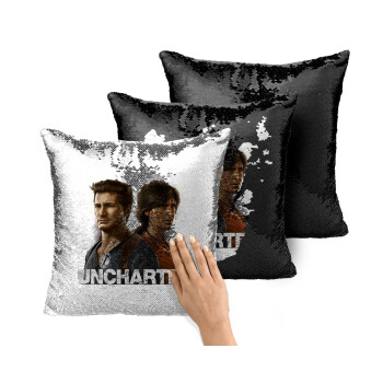 Uncharted, Μαξιλάρι καναπέ Μαγικό Μαύρο με πούλιες 40x40cm περιέχεται το γέμισμα