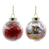 Transparent Christmas tree ball ornament with red filling 8cm