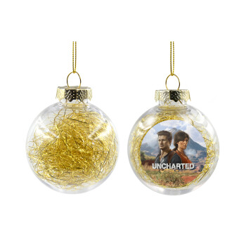 Uncharted, Χριστουγεννιάτικη μπάλα δένδρου διάφανη με χρυσό γέμισμα 8cm