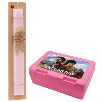 Uncharted, Easter Set, children's snack container PINK & scented flat Easter candle (30cm) (PINK)