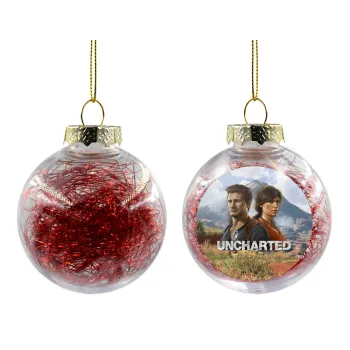Uncharted, Transparent Christmas tree ball ornament with red filling 8cm