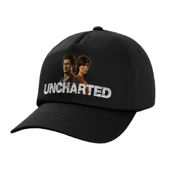 Uncharted, Adult Baseball Cap, 100% Cotton, Black (COTTON, ADULT, UNISEX, ONE SIZE)