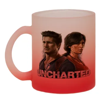 Uncharted, Κούπα γυάλινη δίχρωμη με βάση το κόκκινο ματ, 330ml