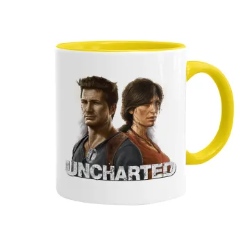 Uncharted, Κούπα χρωματιστή κίτρινη, κεραμική, 330ml