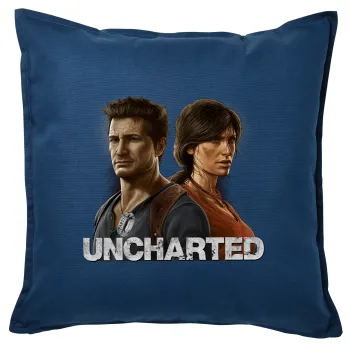 Uncharted, Μαξιλάρι καναπέ Μπλε 100% βαμβάκι, περιέχεται το γέμισμα (50x50cm)