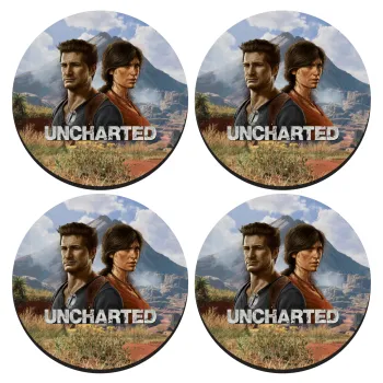 Uncharted, SET of 4 round wooden coasters (9cm)