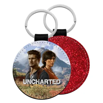 Uncharted, Μπρελόκ Δερματίνη, στρογγυλό ΚΟΚΚΙΝΟ (5cm)