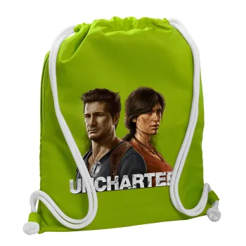 Uncharted, Τσάντα πλάτης πουγκί GYMBAG LIME GREEN, με τσέπη (40x48cm) & χονδρά κορδόνια
