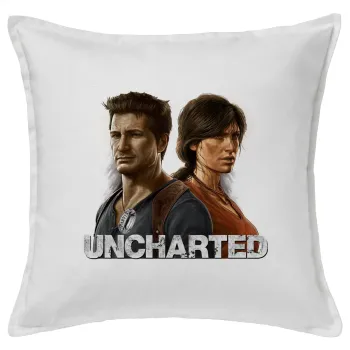 Uncharted, Μαξιλάρι καναπέ ΛΕΥΚΟ 100% βαμβάκι, περιέχεται το γέμισμα (50x50cm)