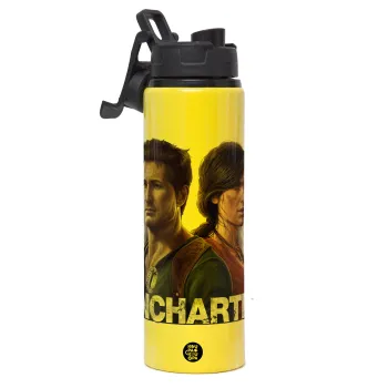 Uncharted, Metallic water bottle with safety lid, 850ml aluminum