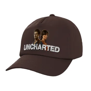 Uncharted, Adult Baseball Cap, 100% Cotton, Chocolate (COTTON, ADULT, UNISEX, ONE SIZE)