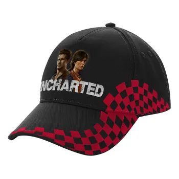 Uncharted, Καπέλο Ενηλίκων Ultimate ΜΑΥΡΟ/ΚΟΚΚΙΝΟ RACING, (100% ΒΑΜΒΑΚΕΡΟ DRILL, ΕΝΗΛΙΚΩΝ, UNISEX, ONE SIZE)
