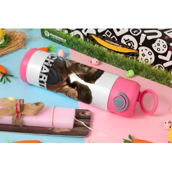 Uncharted, Easter candle, Childrens hot water bottle, stainless steel, with safety straw, PINK (500ml)