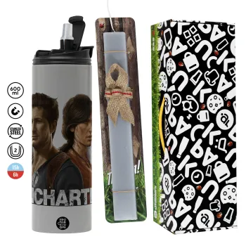 Uncharted, Easter candle with Grey Tumbler Thermo 600ml & aromatic flat candle (30cm) (GREY)
