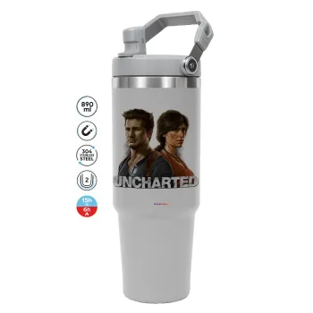 Uncharted, ΓΚΡΙ χρώματος Θερμός Ανοξείδωτο 890ml (30oz) με χερούλι