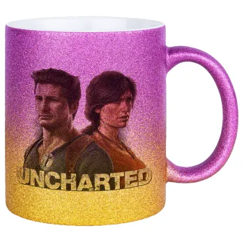 Uncharted, Κούπα Χρυσή/Ροζ Glitter, κεραμική, 330ml