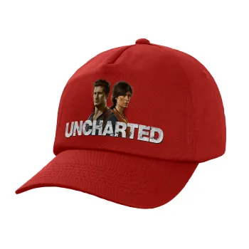 Uncharted, Πεντάφυλλο Καπέλο Ενηλίκων Baseball, 100% Βαμβακερό,  Κόκκινο (ΒΑΜΒΑΚΕΡΟ, ΕΝΗΛΙΚΩΝ, UNISEX, ONE SIZE)