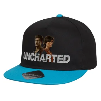 Uncharted, Καπέλο παιδικό Flat Snapback, Μαύρο/Μπλε (100% ΒΑΜΒΑΚΕΡΟ, ΠΑΙΔΙΚΟ, UNISEX, ONE SIZE)