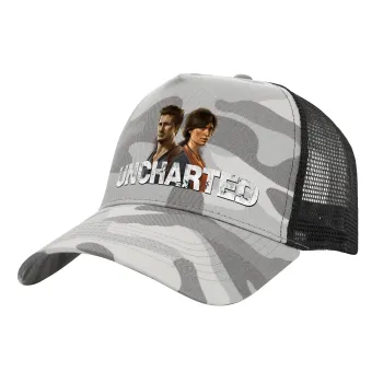Uncharted, Adult Structured Trucker Hat, with Mesh, (Camouflage) Army Camo (100% COTTON, ADULT, UNISEX, ONE SIZE)