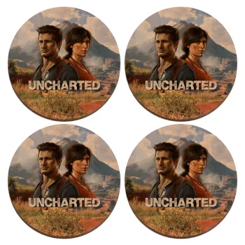 Uncharted, ΣΕΤ x4 Σουβέρ ξύλινα στρογγυλά plywood (9cm)