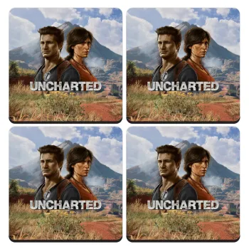 Uncharted, ΣΕΤ 4 Σουβέρ ξύλινα τετράγωνα (9cm)