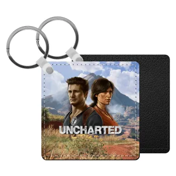 Uncharted, Μπρελόκ Δερματίνη, τετράγωνο ΜΑΥΡΟ (5x5cm)