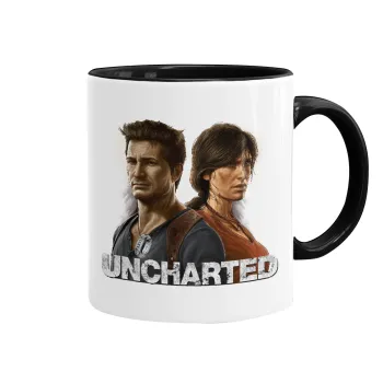Uncharted, Κούπα χρωματιστή μαύρη, κεραμική, 330ml