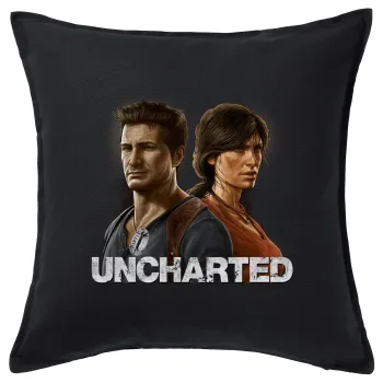 Uncharted, Μαξιλάρι καναπέ Μαύρο 100% βαμβάκι, περιέχεται το γέμισμα (50x50cm)