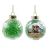 Στολίδι Χριστουγεννιάτικη μπάλα δένδρου διάφανη με πράσινο γέμισμα 8cm