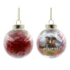 Στολίδι Χριστουγεννιάτικη μπάλα δένδρου διάφανη με κόκκινο γέμισμα 8cm