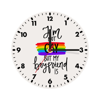 i'a not gay, but my boyfriend is., Wooden wall clock (20cm)