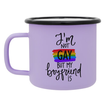 i'a not gay, but my boyfriend is., Κούπα Μεταλλική εμαγιέ ΜΑΤ Light Pastel Purple 360ml