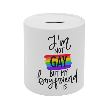 i'a not gay, but my boyfriend is., Κουμπαράς πορσελάνης με τάπα
