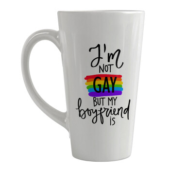 i'a not gay, but my boyfriend is., Κούπα κωνική Latte Μεγάλη, κεραμική, 450ml
