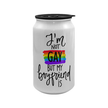i'a not gay, but my boyfriend is., Κούπα ταξιδιού μεταλλική με καπάκι (tin-can) 500ml