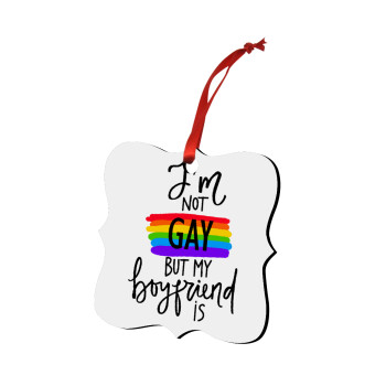 i'a not gay, but my boyfriend is., Χριστουγεννιάτικο στολίδι polygon ξύλινο 7.5cm