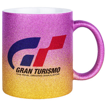 gran turismo, Κούπα Χρυσή/Ροζ Glitter, κεραμική, 330ml